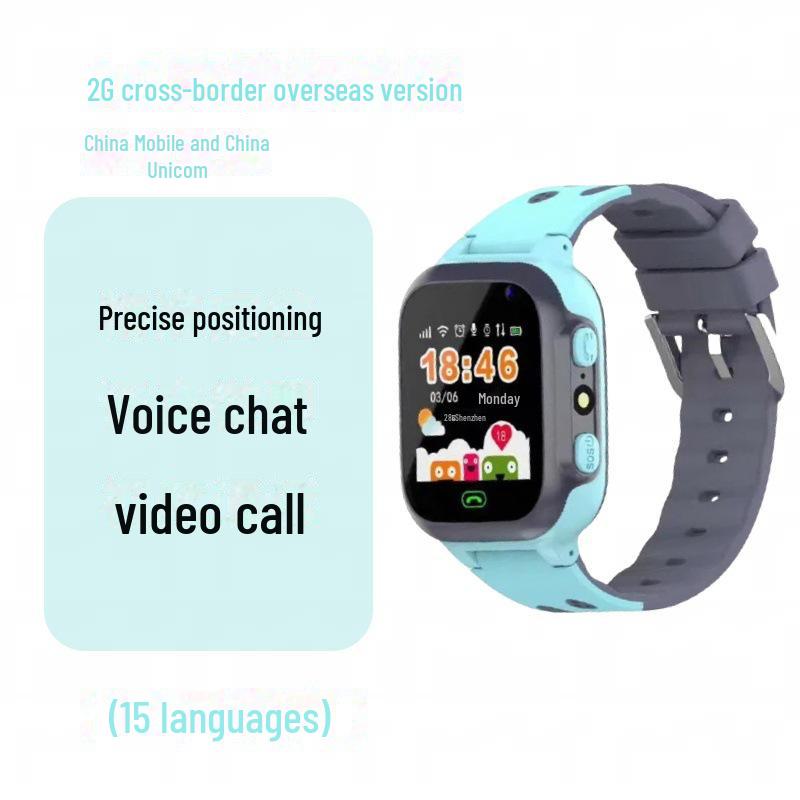 

Детские мультинациональные умные GPS-часы с видеозвонком 2G Cream Edition Foreign Trade синий