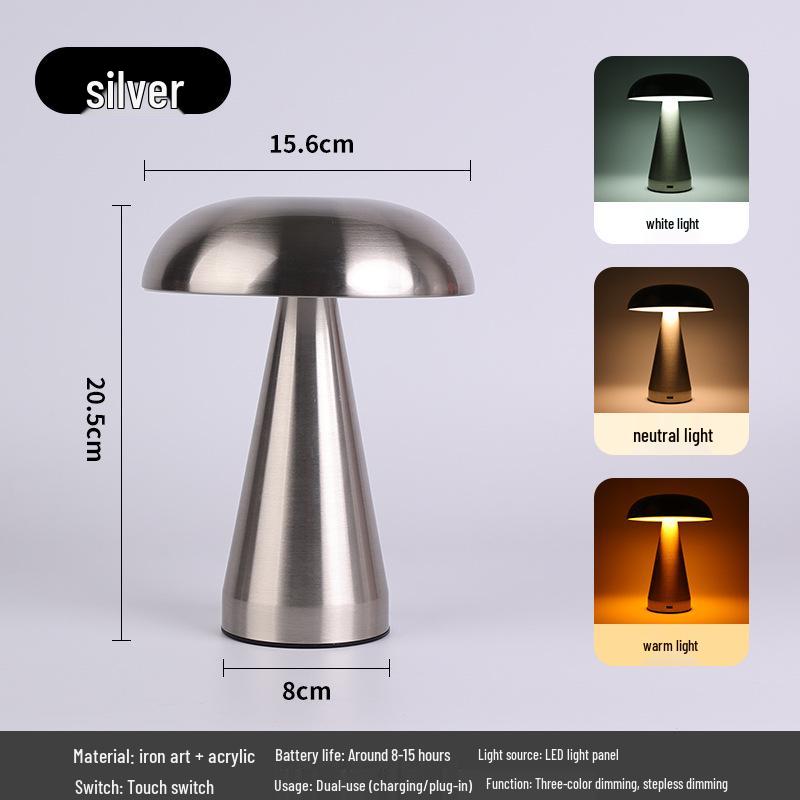 Danish Mushroom Touch Table Lamp - Night Light for Bedroom, Bar, or Restaurant Decor