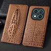 Crocodile Head Genuine Flip Leather Case for Redmi Note 7 8 8T 9 10 11 12 13 14 15 Pro Plus 4G 5G Phone Cover Cases