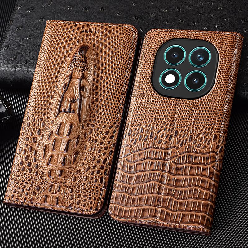 Crocodile Head Genuine Flip Leather Case for Redmi Note 7 8 8T 9 10 11 12 13 14 15 Pro Plus 4G 5G Phone Cover Cases