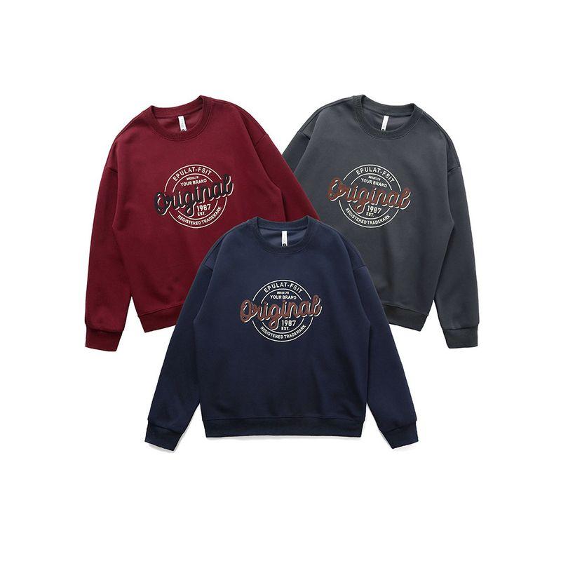 American Retro Trendy Brand Printed Round-Neck Sweatshirt for Men 2024 New Spring and Autumn Style Top Foreign Trade Men's Casual Jacket