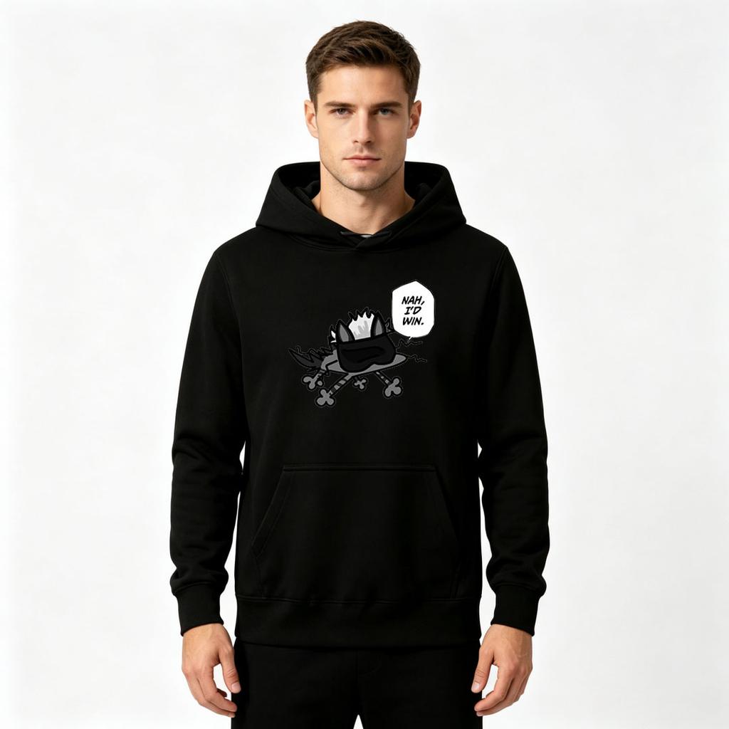 Men's Funny Cartoon Cat Print Pullover Hoodie Casual Long Sleeve Comfy Sweatshirt For Daily Wear