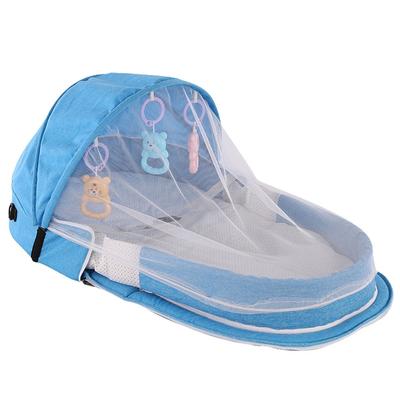 For Camping Portable Baby Crib With Net And Awning Nest Folding Baby Bed For Infant Bed Bassinet For Baby Blue