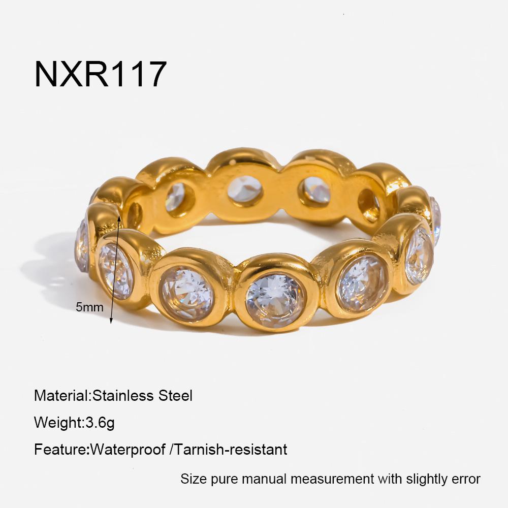 18K Gold-Plated Geometric Heart Zirconia Stainless Steel Ring - High-End Feel, Color-Preserving