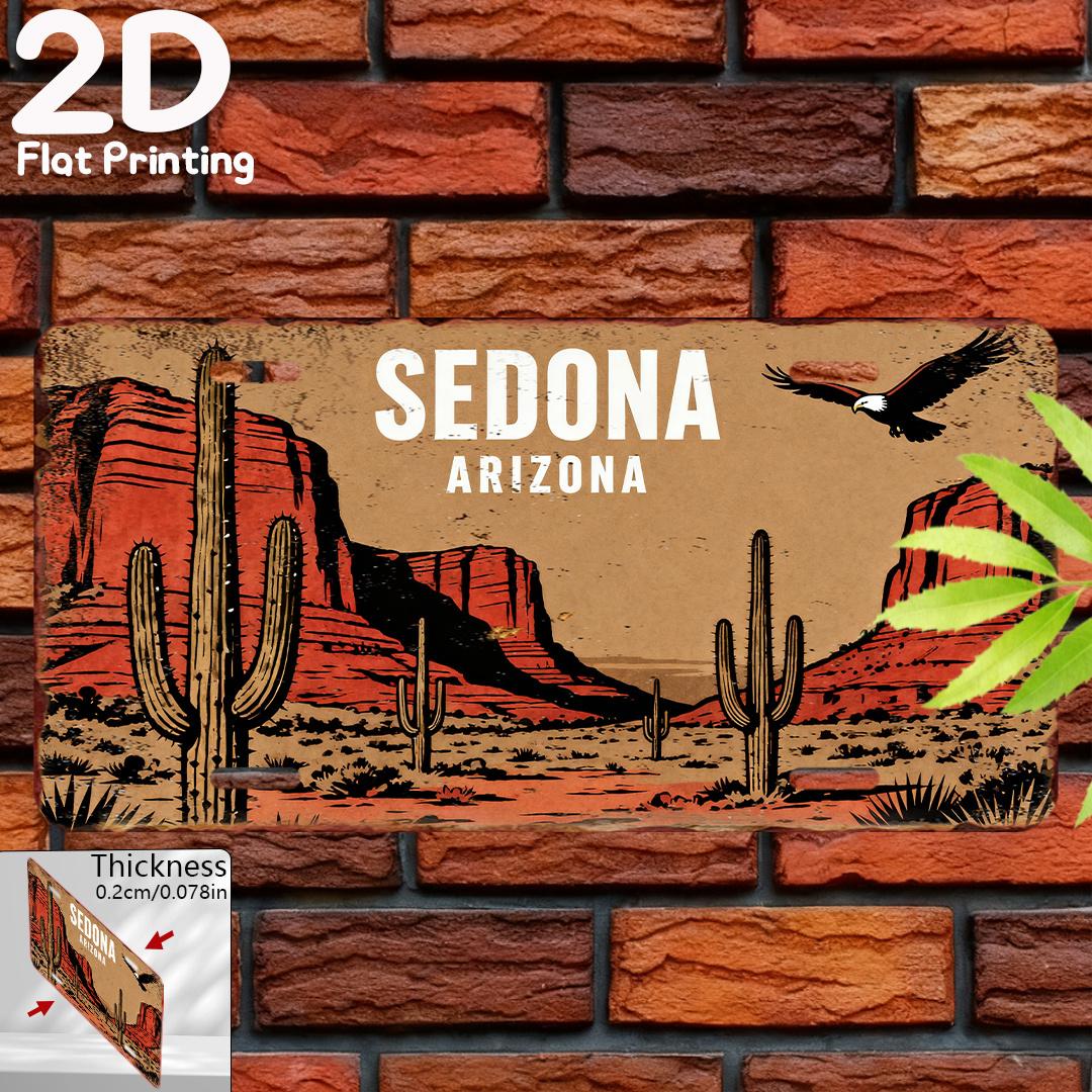 

Vintage Sedona Arizona Desert Cactus Eagle D Flat Aluminum Metal Tin Sign Wall Art Decor Retro Western Style Aluminum Tin Pain 15x30cm(5.9x7.8inch)