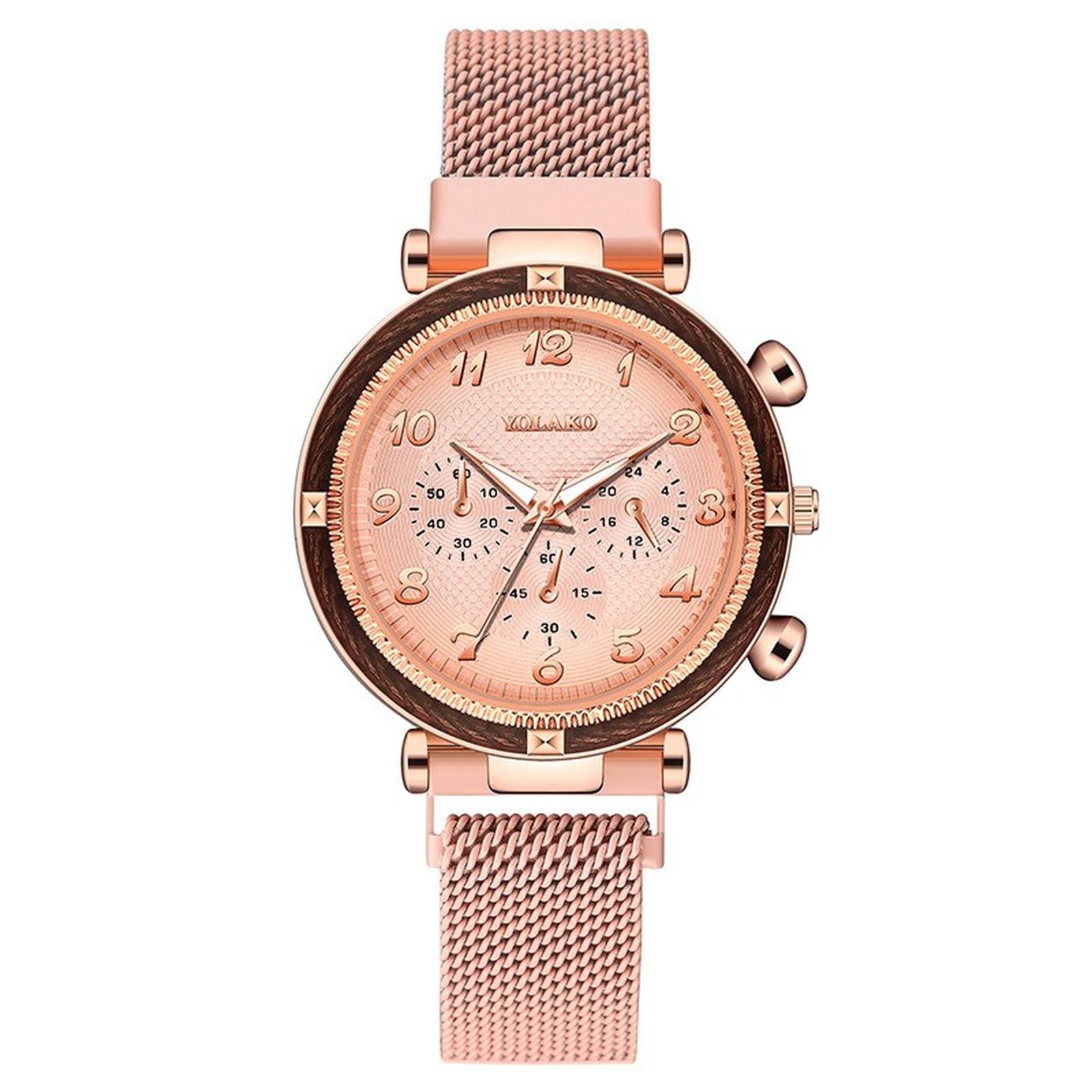 

Women Fashion Leather Watch One Size рожевий