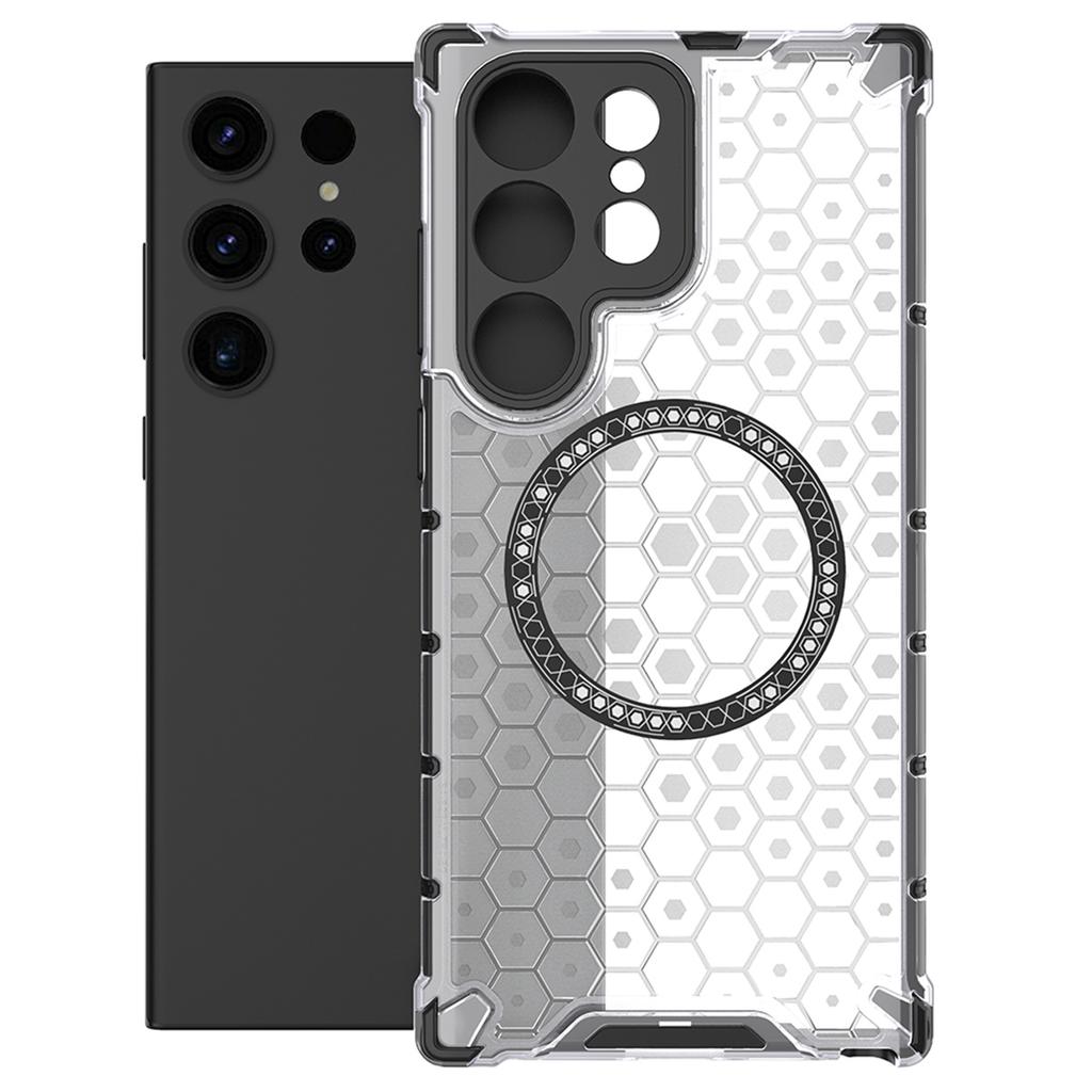 For Samsung Galaxy S25 Ultra Case Compatible with MagSafe Honeycomb Design TPU+PC Phone Cover