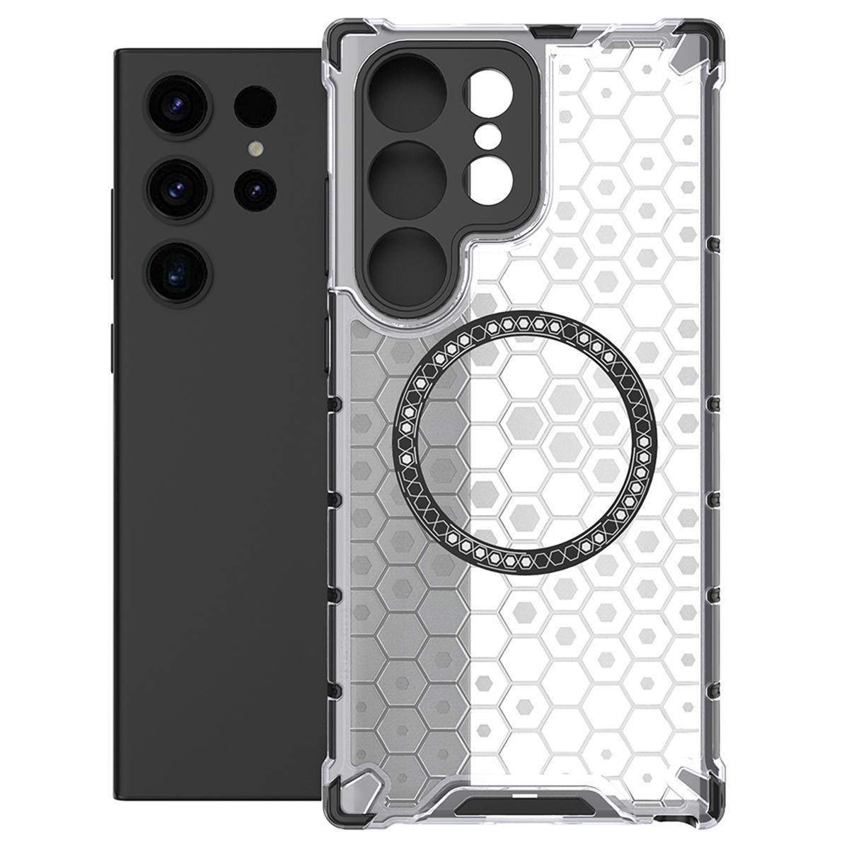 

Для чохла Samsung Galaxy S25 Ultra, сумісного з MagSafe, стільниковий дизайн, чохол для телефону з ТПУ+ПК Transparent