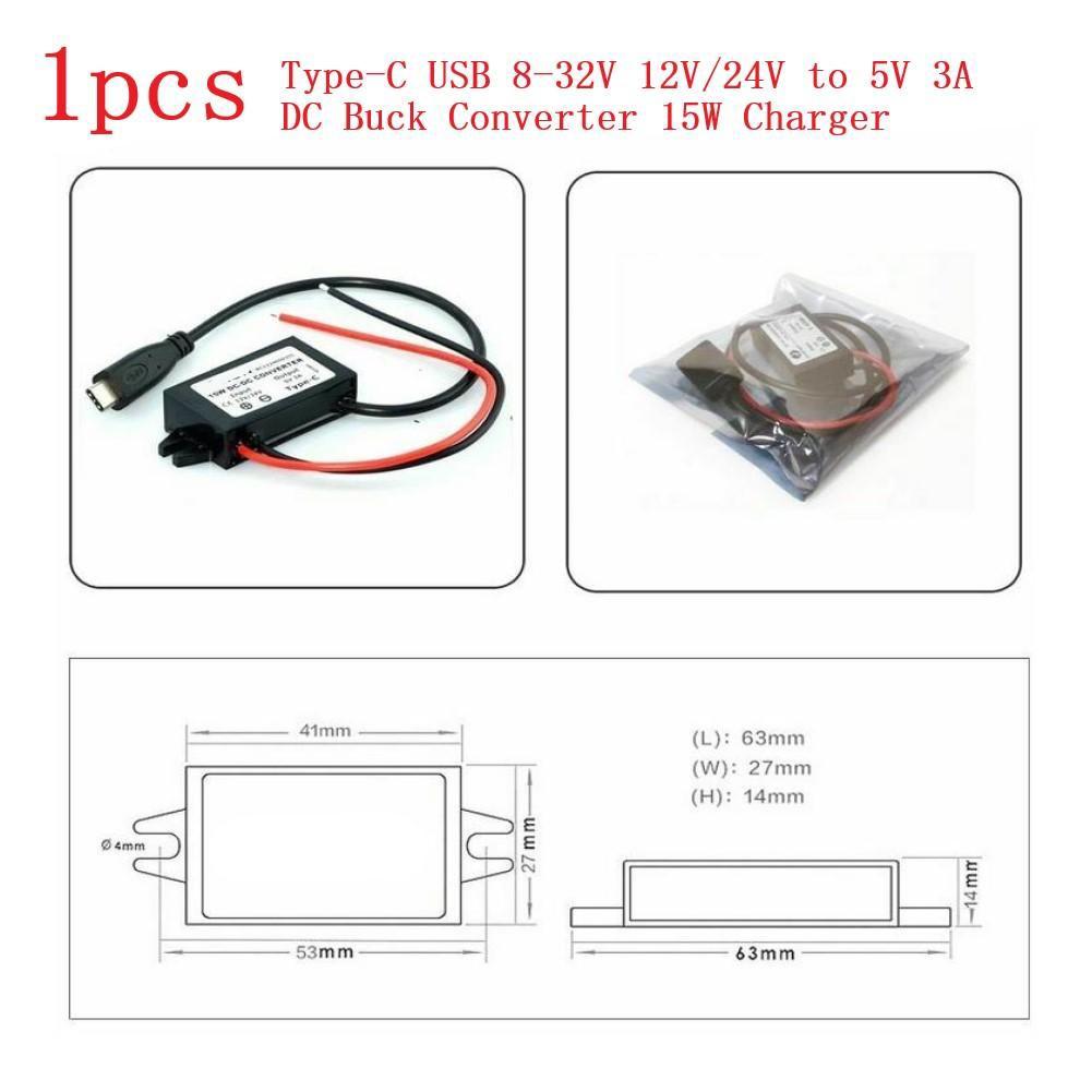 Type-C USB Smart Charger 12V 24V Drop 5V 3A15W  Power Module Converter