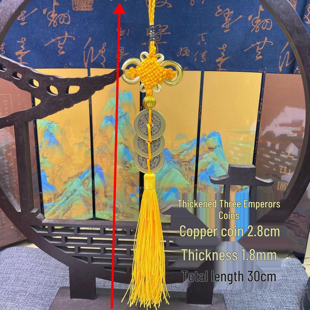 Thickened Brass Five Emperors Coins Chinese Knot Pendant for Door Hanging Decoration