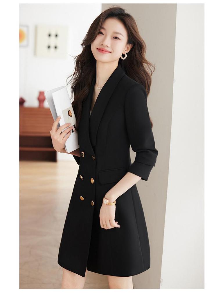 Women's Chic Black Suit Dress - High-end Outerwear for Autumn/Winter 2026