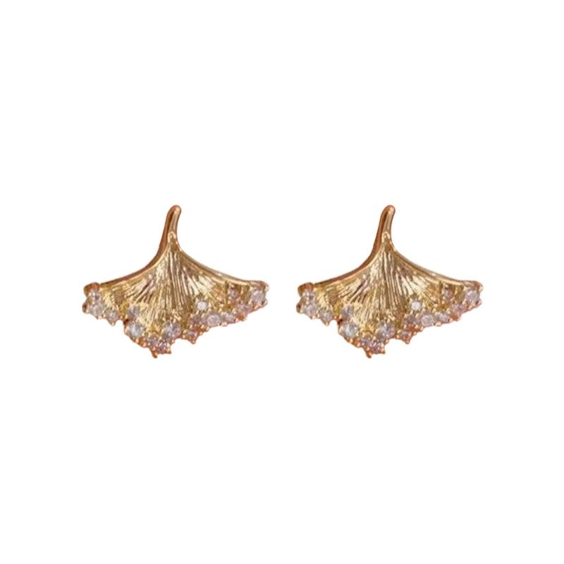 

Ginkgos Leaves/Heart Shape Studs Earrings Everyday Wear Fashionable Women Accessory Alloy Texture for Fashion Look