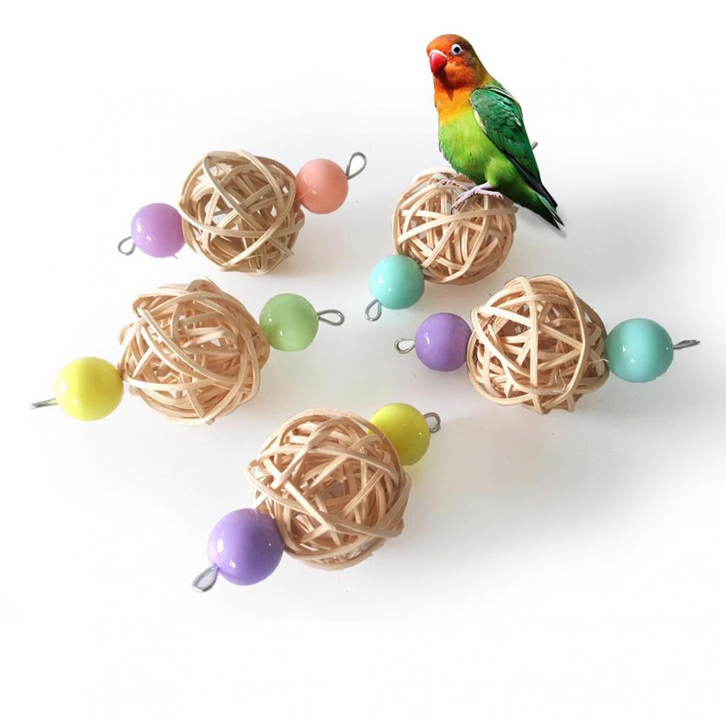 Haustier Vogel Kauspielzeug Nymphensittich Käfig Hängende Zuckerrohr Rattan Kugel