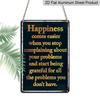 2D Flat, Vintage "Happiness Comes Easier" Metal Wall Art Sign - Retro Aluminium Decor with Inspirational Quote, Ideal for Home, Office, Bar, Garage
