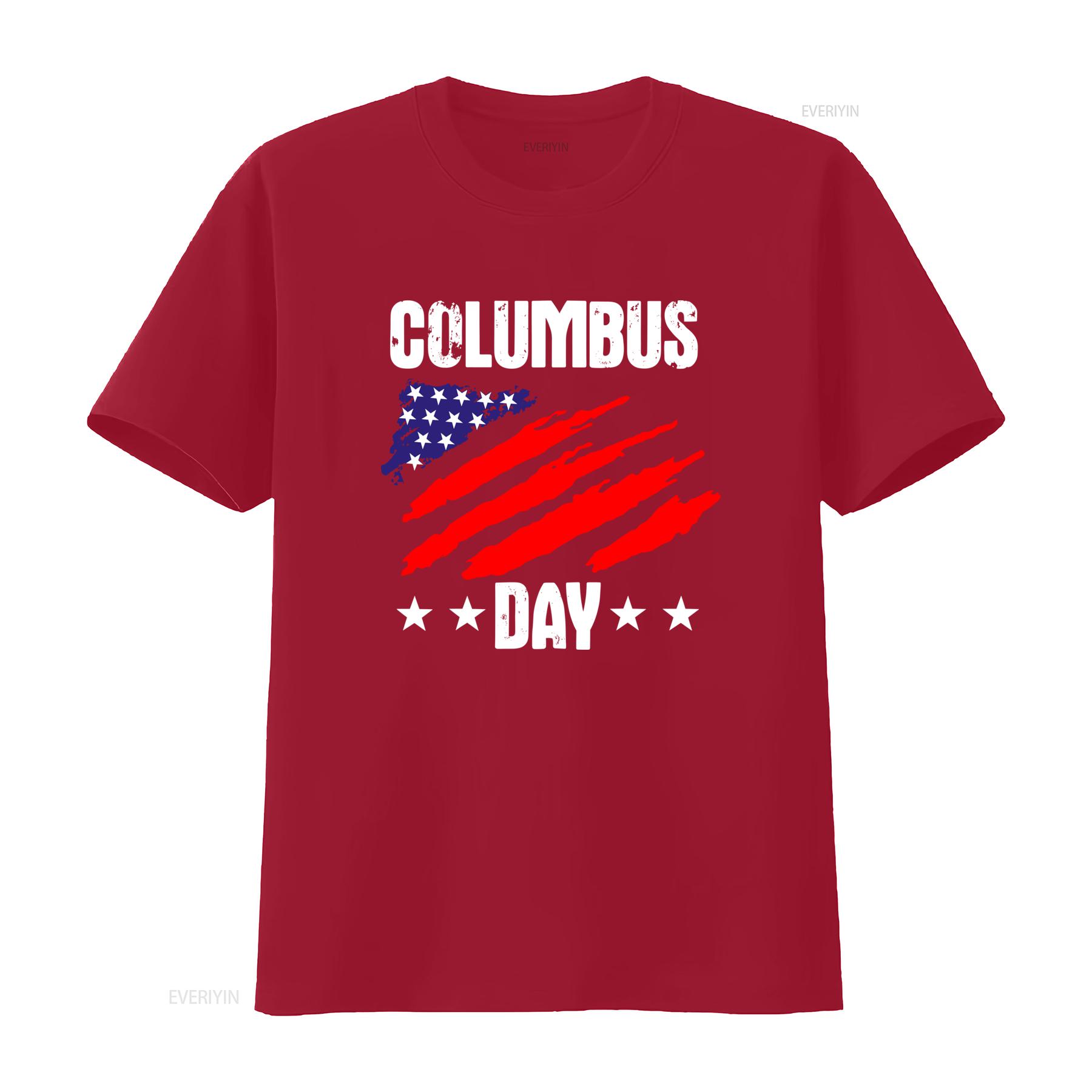 

Christopher Columbus Day America Flag Design T Shirt for vintage Washed Stylish Top For Everyday Wear graphic Stretched Soft S