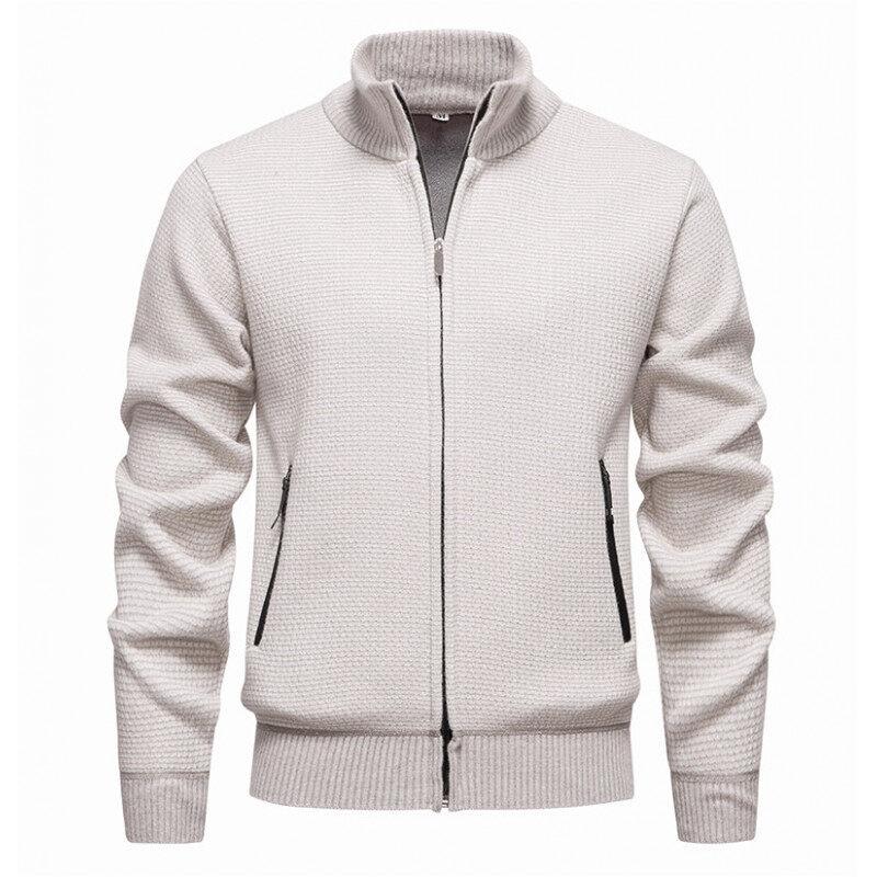 2025 Autumn Winter Men Casual Sweater Cardigan Men Solid Color Stand Collar Sweatercoat Male Knitted Warm Zipper Cardigan