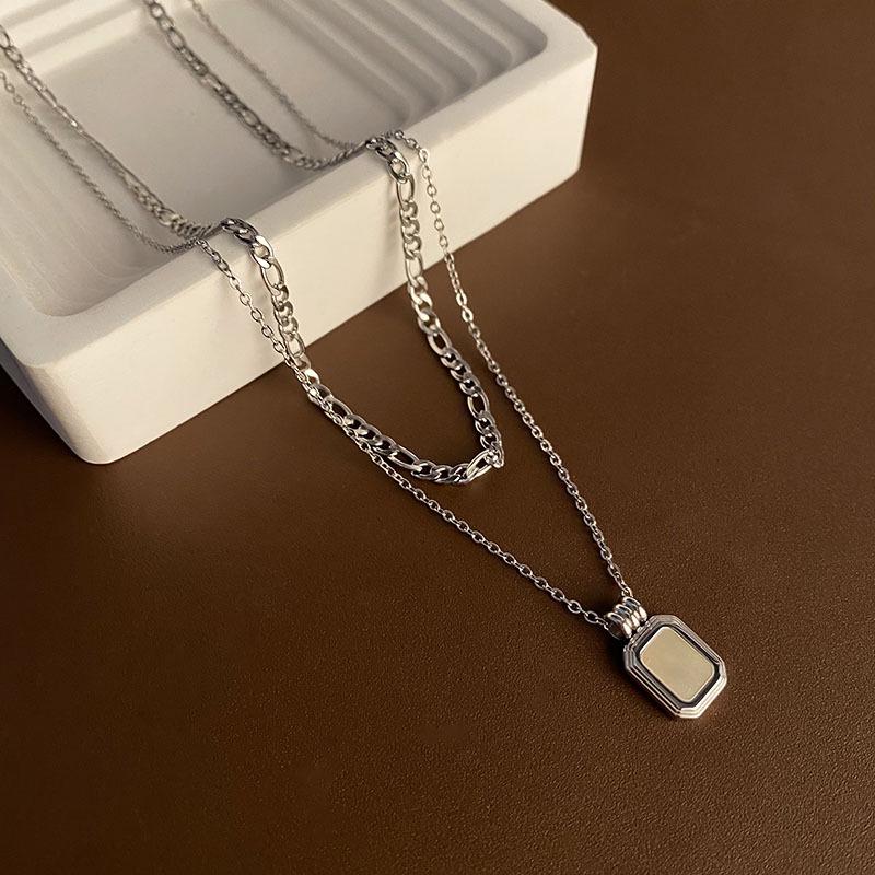 

Двухслойное титановое ожерелье на ключицу для женщин - Не выцветающее, Универсальная мода, Стиль легкой роскоши, Тренд интернет-знаменитостей.