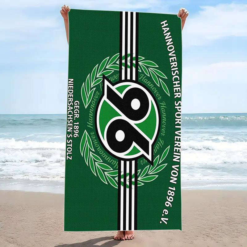 Hannover 96 Baskılı Plaj Havlusu, Plaj Kamp Yüzme İçin Büyük Yumuşak Hızlı Kuruyan Havlu