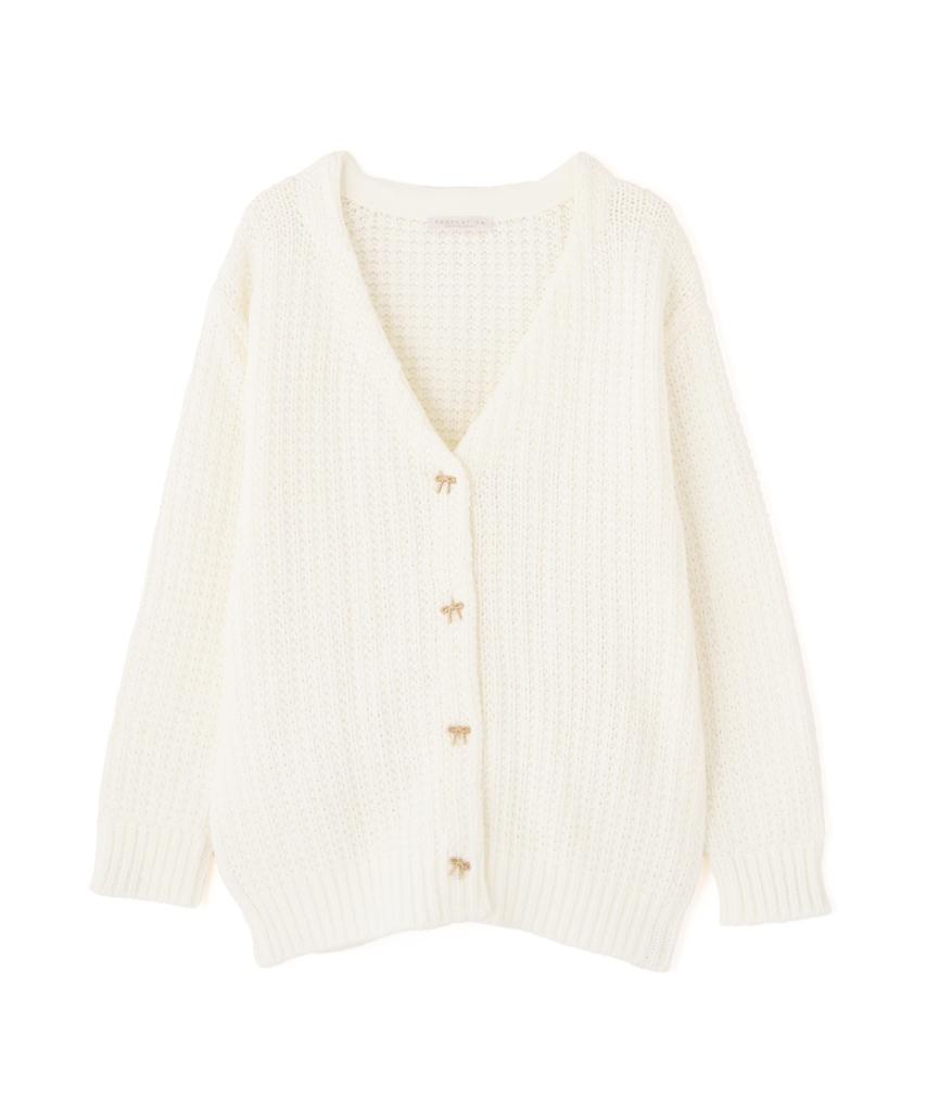 Proportion Body Dressing Openwork Knit Women's Mid-Length Cardigan, White, 121-5174100