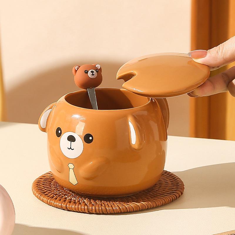 Cartoon Ceramic Mug Couple Cup Household Male and Female Cup High Looking Cute Animal Water Cup Souvenir
