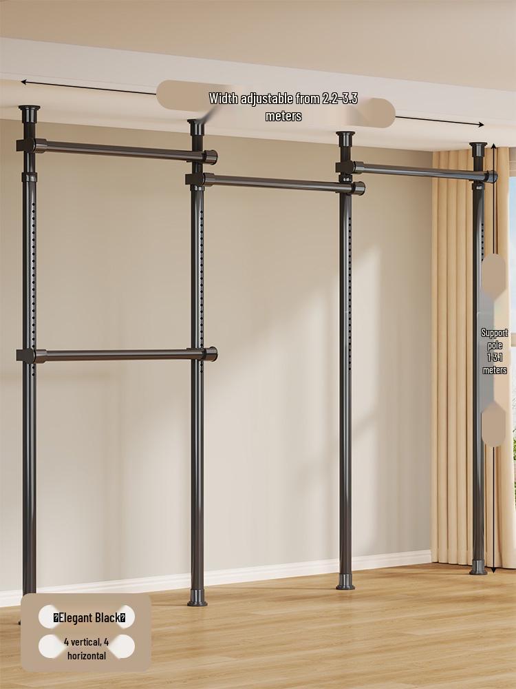 Floor-Standing Clothes Rack: Bedroom Hanger, Retractable Drying Rod, Coat & Hat Rack.