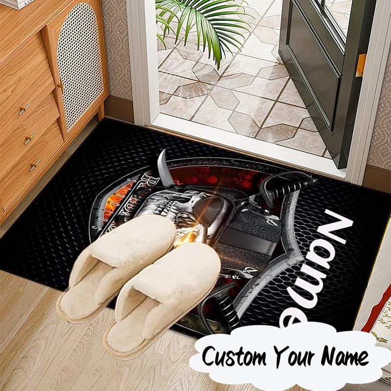 Custom Name Rider's Shield Emblem Rug for Living Room, Game Rooms, Office, Bedroom, Floor Mat Playful Design, Fan Gifts Christmas Decor
