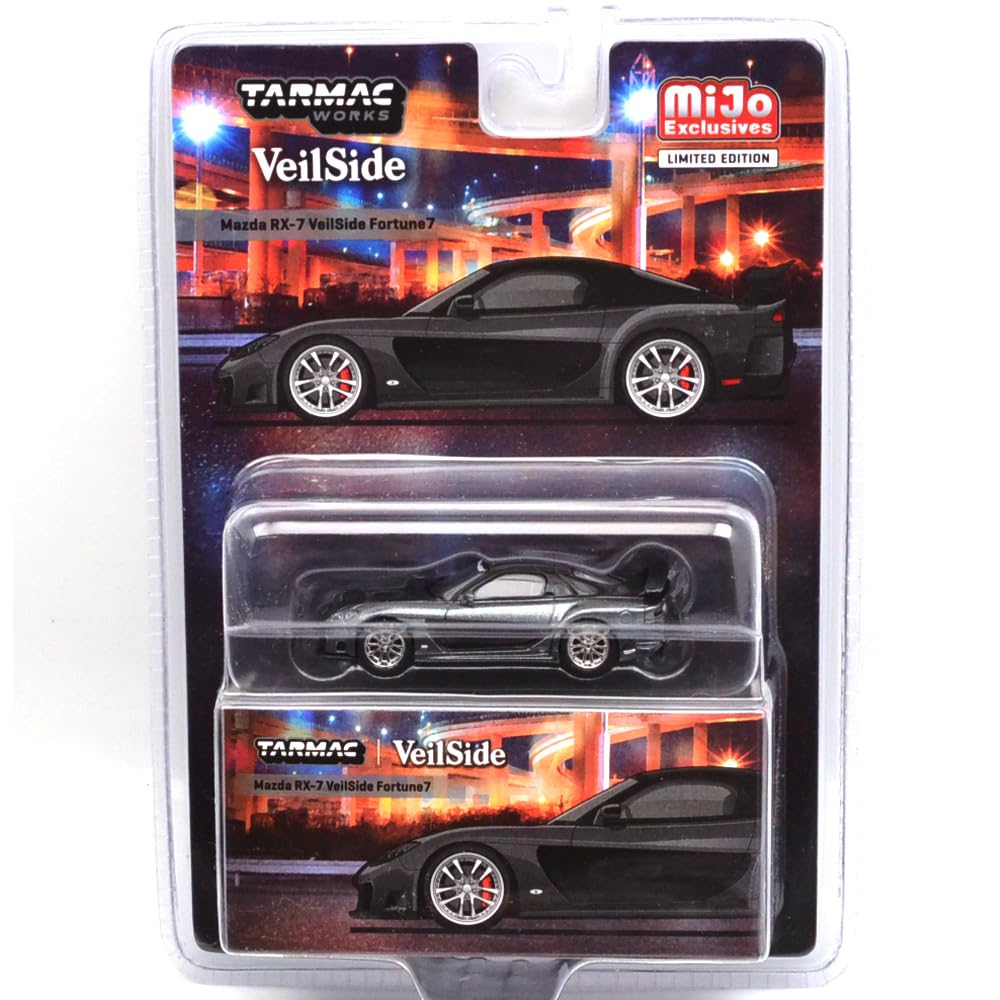 MiJo ECXCLUSIVE - TARMAC WORKS 1/64 MAZDA RX-7 VEILSIDE FORTUNE7-GREY METALLIC T64G-075-GY серый