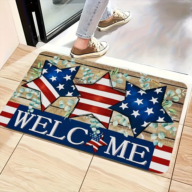 Patriotic God Bless America Doormat - 4th of July IndoorOutdoor Welcome Mat with American Flag Mat for Camping Welcome Mat