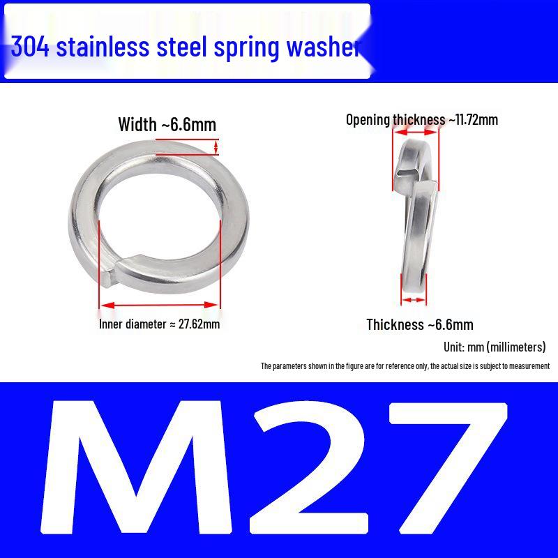 304 Stainless Steel Open Type Elastic Spring Washer, Spacer for M2, M3, M4, M6, M8, M14, M20, M24