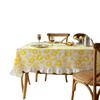 Cotton Printed Small Fresh Green Plants Spring Flowers Leaves Lotus Leaves Edge Fungus Edge Coffee Table Tablecloth Dining Table Cloth