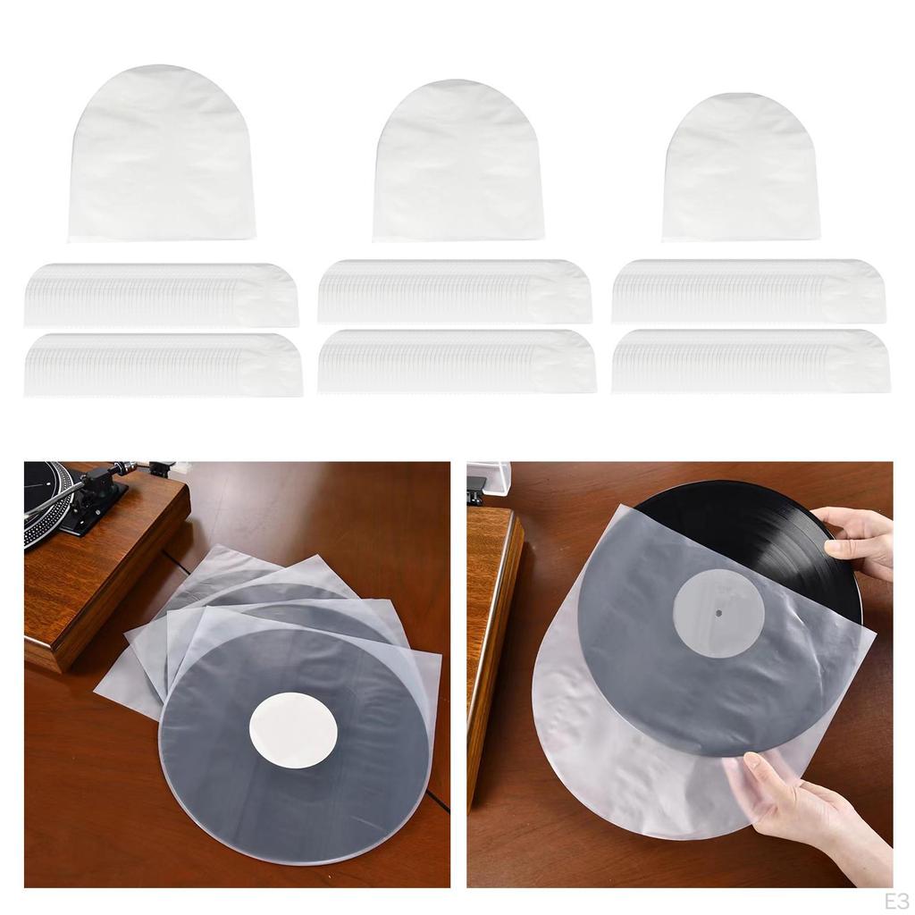 100 Pieces Clear Record Sleeves Anti Statics, Vinyl Inner Sleeves, Thick Material