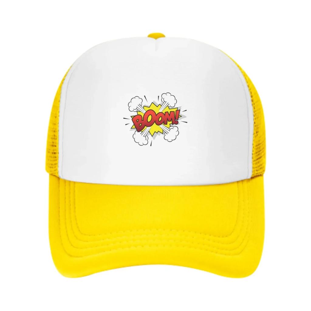 Boom Graphic Baseball Caps Fashion Trucker Hat Unisex Mesh Caps for Women Unisex Outdoor Leisure Travel Neutral Sun Hat
