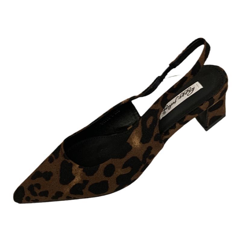 Coarse heel bag head sandals women's shoes summer 2025 new niche with skirt leopard print pointed empty high heel single shoes