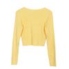 Korean Style V-Neck Saturn Embroidered Slim Knit Top for Women