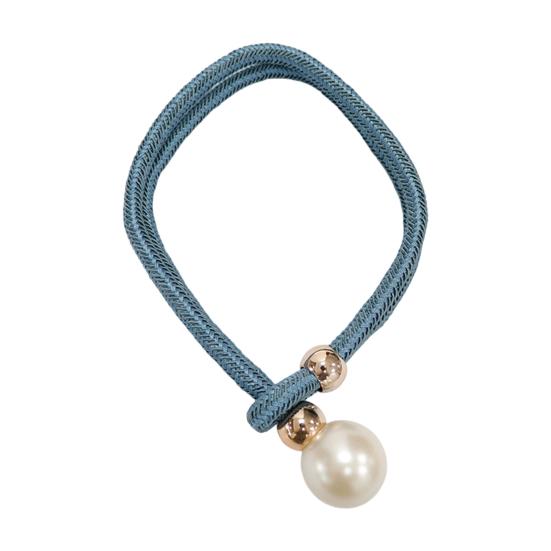1Pc Faux Pearl Curtain Tieback, Woven Rope Adjustable Curtain Holder, Stylish Bead End Draperies Holder for Living Room Bedroom Bathroom Dormitory