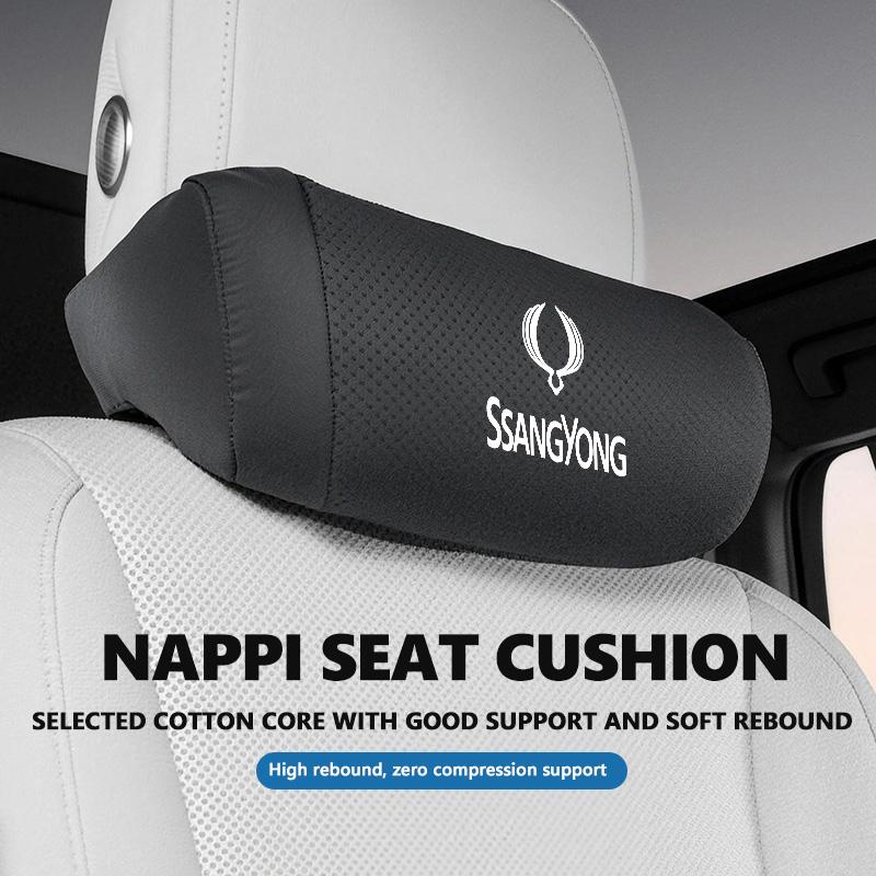 For SsangYong Car Seat Headrest Leather Neck Pillow Head Support Car Interior Accessories Rexton Y400 Y450 G4 2021 2022 Kyron