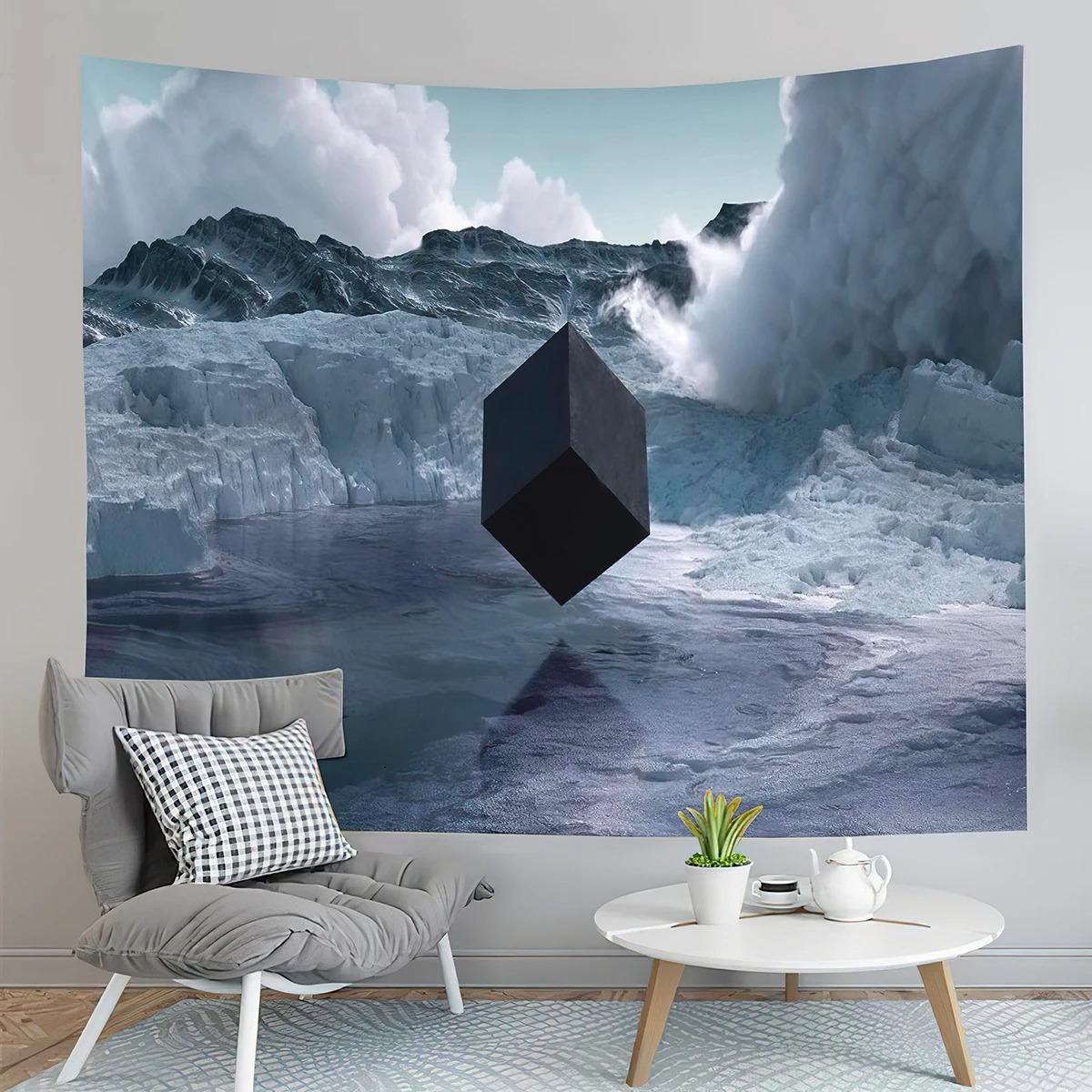 Гостиная Спальня Гобелен Современный Геометрический Красочный Архитектурный Узор Модный — фото 12