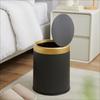 Light Luxury 12L Black Double Layer Trash Can with Gold Trim