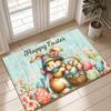 Easter Decorative Carpet Mat Rug with Hand-painted Eggs Wooden Texture Butterfly Home Decoration for Living Room Children's Room