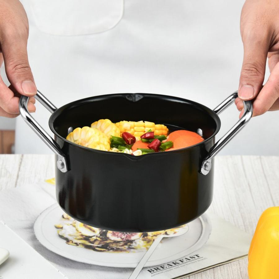 Carbon Steel Bean Pot Camping Cookware Set Noodle Pot Outdoor Dutch Oven Saucepan Soup Pot for Hiking/BBQ Portable Cookware Gift