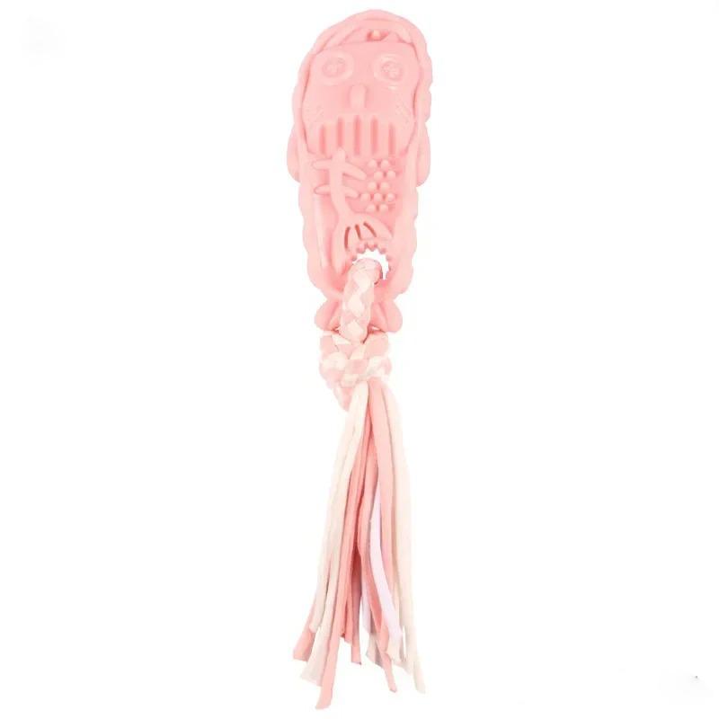 

TPR small fish shaped dog chew slippers toy cotton rope combination teeth cleaning pet interactive product рожевий