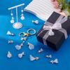 48Pcs 6 Color ABS Plastic Imitation Pearl & Alloy Pendants Angel with Iron Findings White 12~33mm 8pcs/style