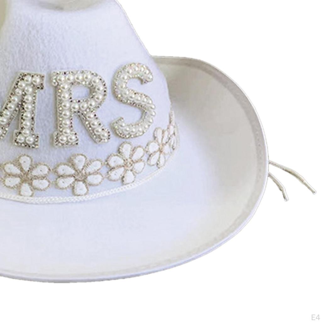 Elegant Pearl Embellished Cowgirl Hat for Halloween and Costume Parties
