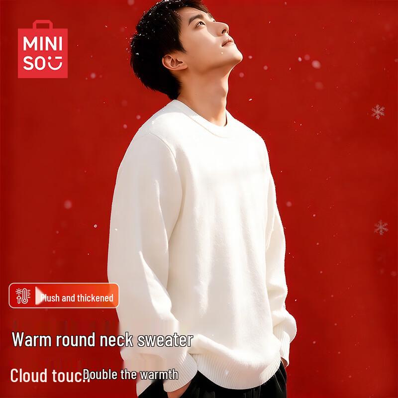 MINISO Men's Winter Fleece Lined Round Neck Sweater