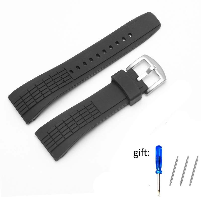 26mm For Seiko Watch with VELATURA Series Silicone Bracelet SRH006 SPC007 Black Men's Accessories