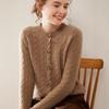 Women's Long Sleeve Cashmere Knit Cardigan - Loose, Fashionable Outerwear, Versatile Single-Breasted Cable Knit Top for Autumn/Winter