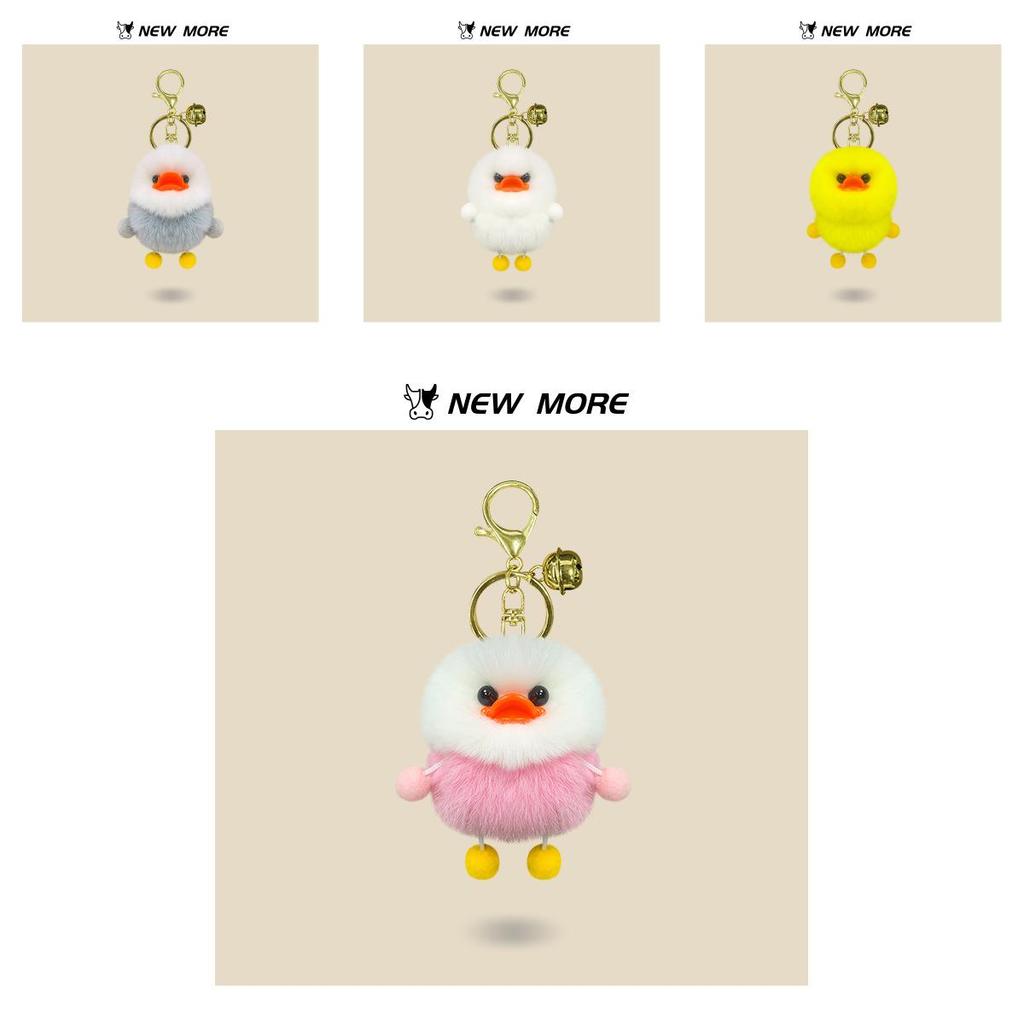 Luxury Faux Rabbit Fur Keyring With Cute Duck Pendant For Womens Accessories