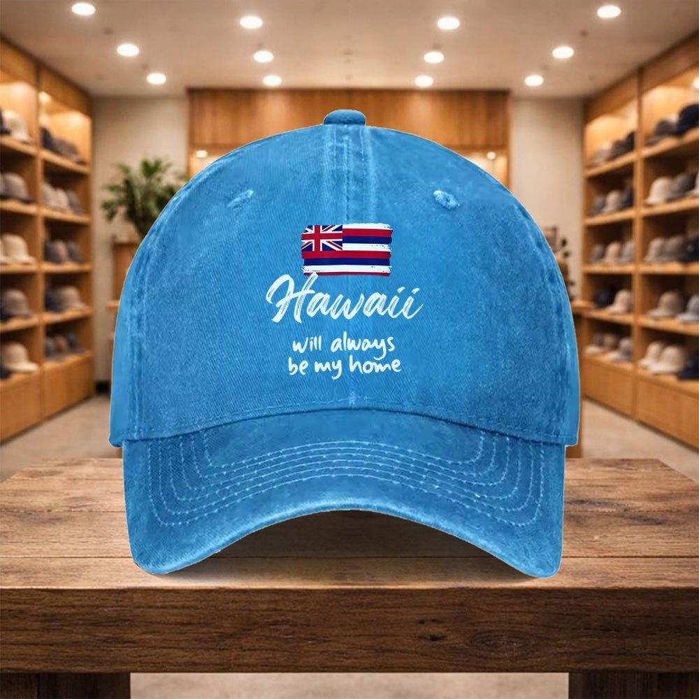 Pc HawaiianThemed Baseball Cap Adjustable Snapback Hat with Hawaii Will Always Be My Home Print  Lightweight Unisex Cap Sui