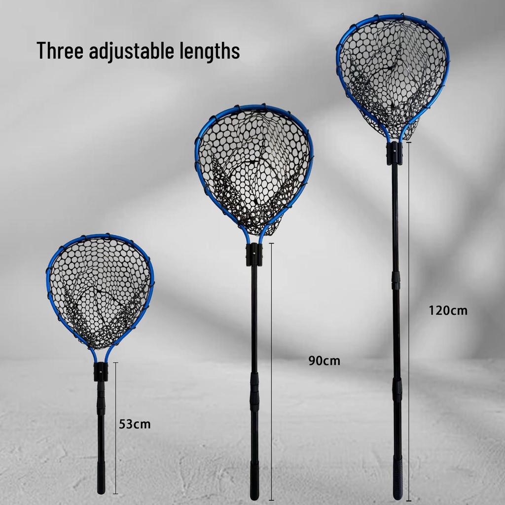 Adjustable Aluminum Silicone Folding Fishing Net - Portable, Large, Multi-Style, Three-Section Design