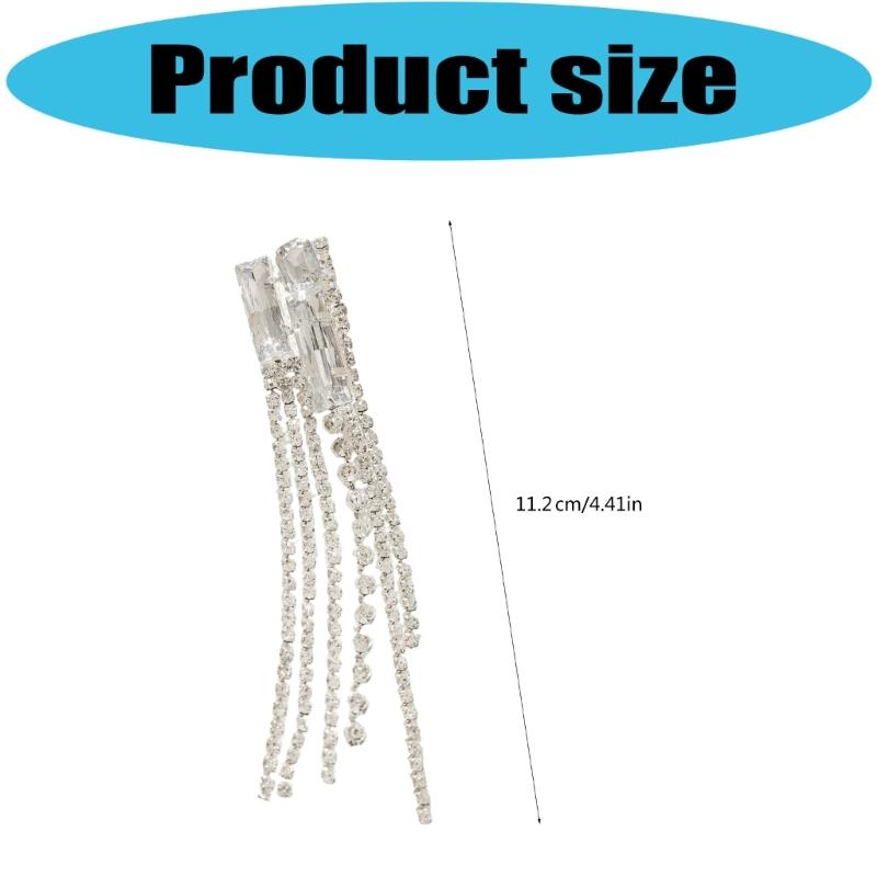 Long Crystal Fringe Earrings Slimming Design for Round Faces Sparkling Crystals for Parties Daily Wear Comfortable